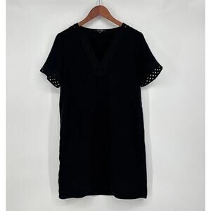 Madewell Women's Black Ballad Tunic Shift Dress Short Sleeves Size 6
